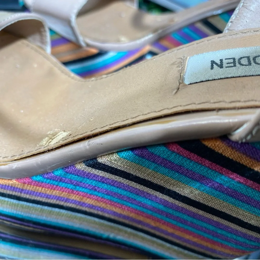 Steve Madden Beige and Multicolor Striped Wedges